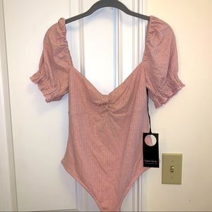 Privacy Please Pink short sleeve bodysuit